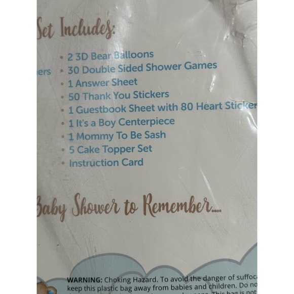 210 PC Teddy Bear Baby Shower Decorations supplies IT'S A BOY blue brown - Picture 8 of 9